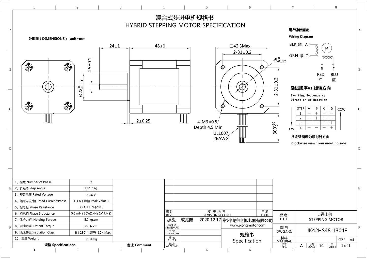 Stepper Motor Model 42HS28