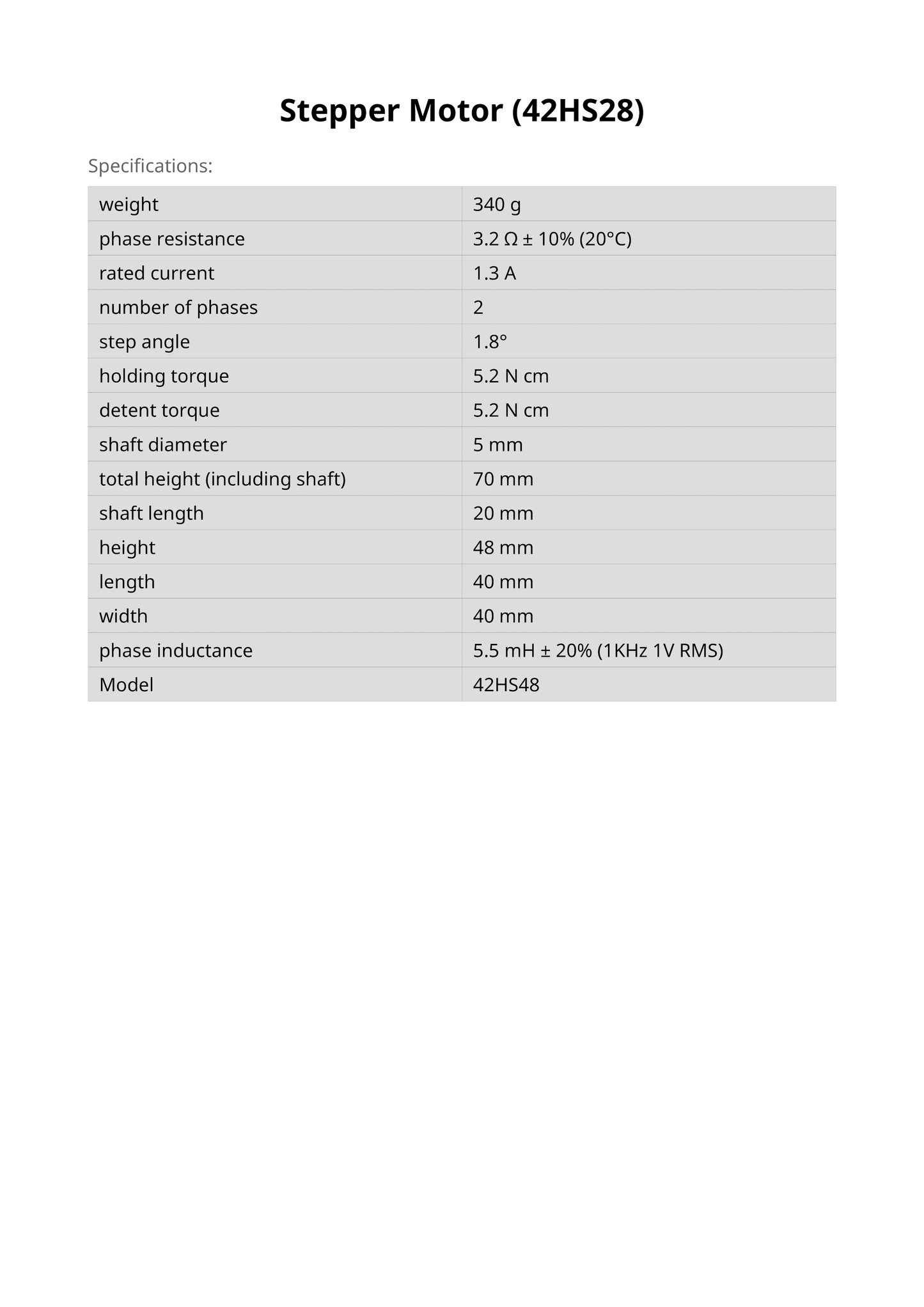 Stepper Motor Model 42HS28